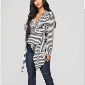 Black and White Asymmetrical blouse